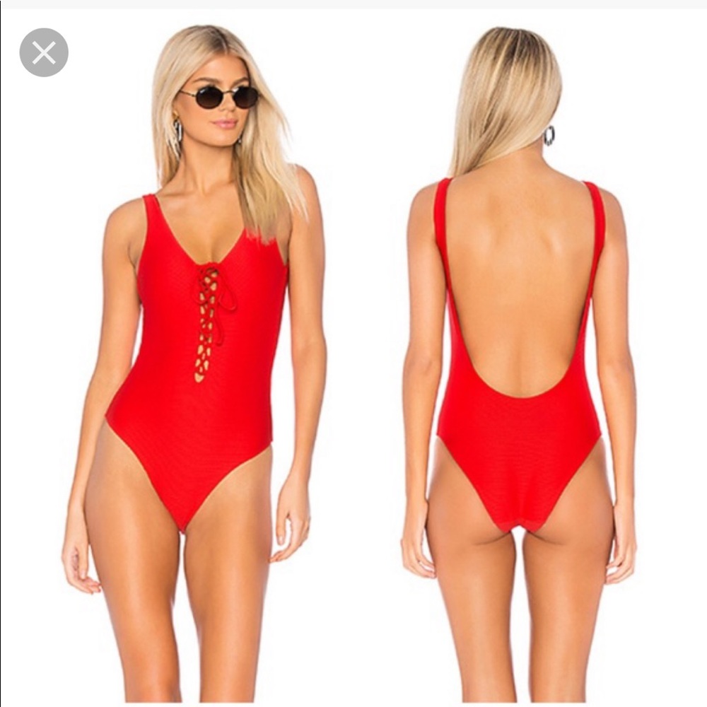 Onia Bridget ribbed one piece swimsuit in red!